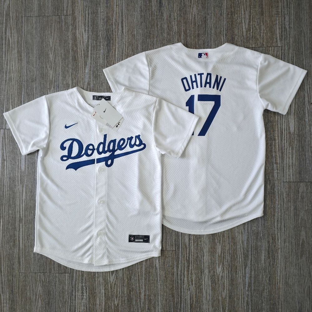 Nike Los Angeles Dodgers Shohei Ohtani Baseball Jersey Home White Blue Boys M